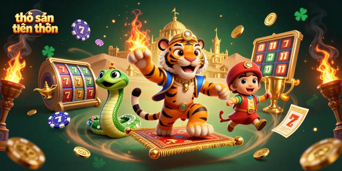 Engage with thợ săn tiền thưởng as the tiger sultan combats challenges on a dazzling jackpot slot scene.