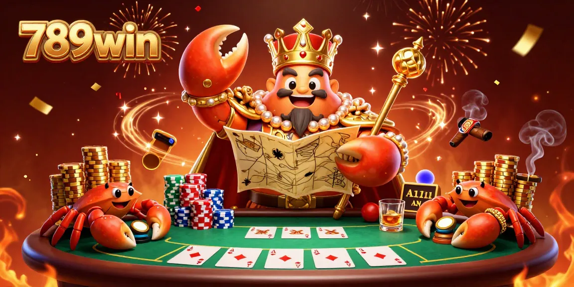 Experience thrilling poker action with 789win featuring a majestic crab emperor and vibrant casino elements.