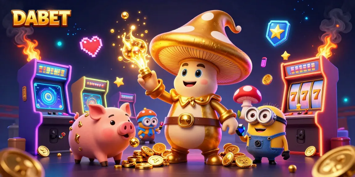 DABET engages players with a magical 3D illustration filled with casino-themed game elements.