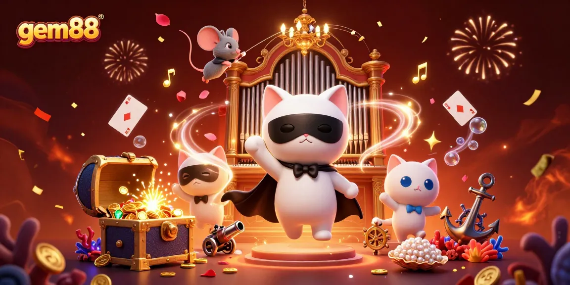 Engage with gem88's thrilling gaming experience featuring vibrant characters and casino elements.