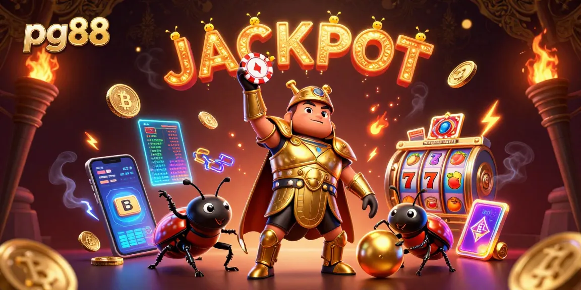 pg88 celebrates winning with a victorious beetle and glowing crypto elements
