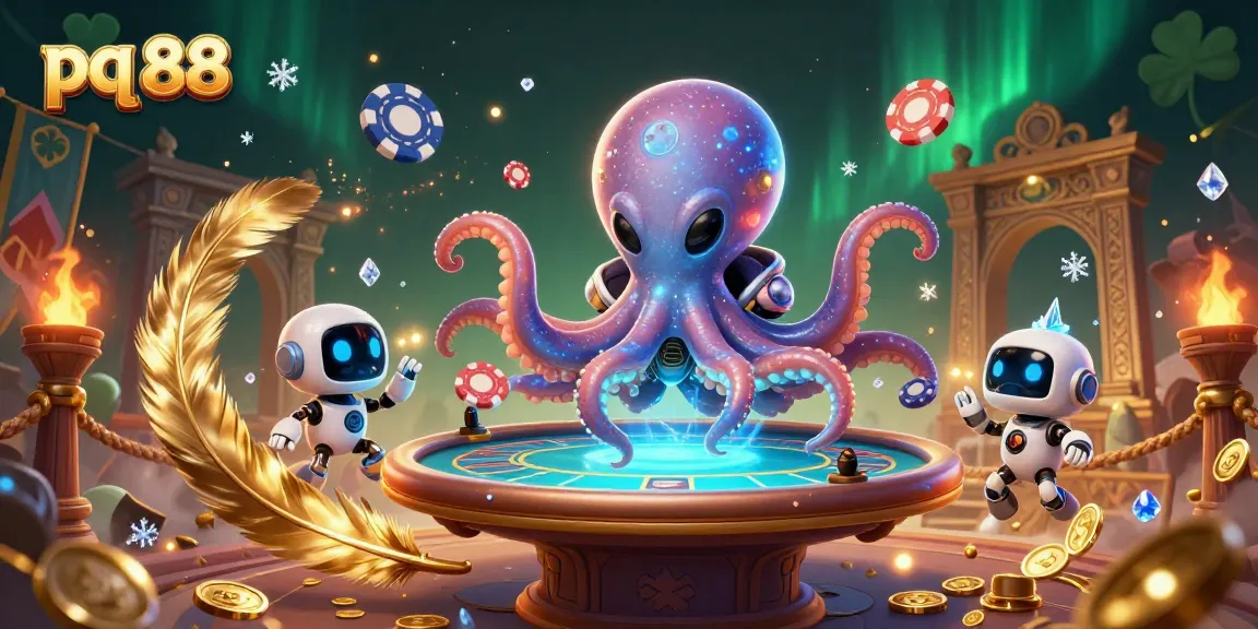 Experience the thrilling world of pq 88 as an alien octopus engages in a dynamic poker game.