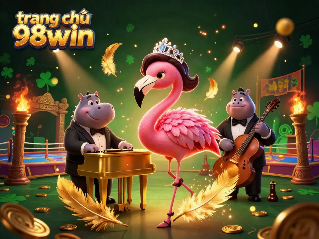 Experience the thrill at trang chủ 98win, with a lively casino scene featuring a flamingo singer and hippo bassist.