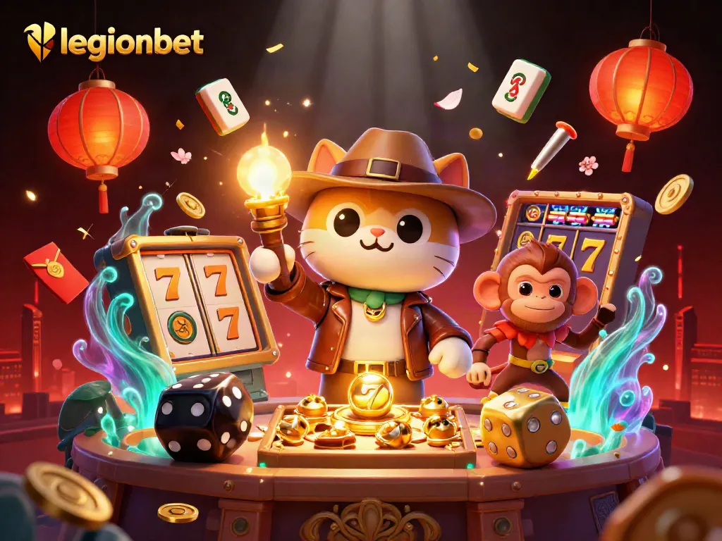 Experience thrilling slots and jackpot excitement with legionbet in this vibrant 3D casino illustration.