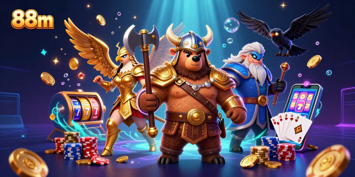 Spin to win with 88m as Viking bear and Valkyrie soar in a jackpot gaming scene.