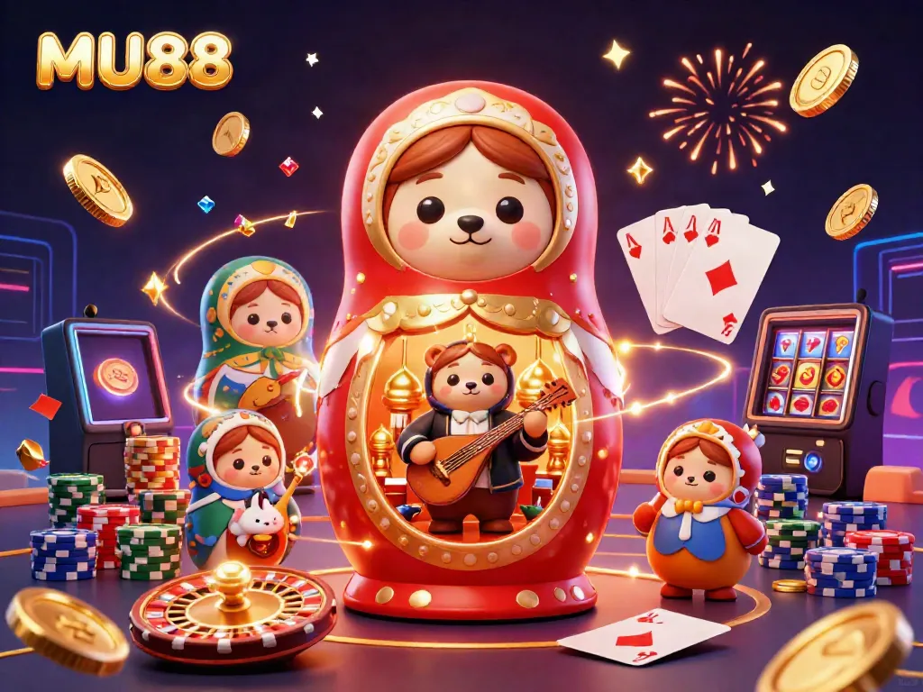 Experience the excitement of MU88 casino with colorful dealer bears and vibrant game elements!