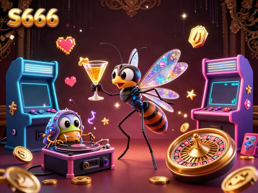 S666 brings excitement to gamblers with a vibrant 3D scene featuring a unique casino mascot and engaging game elements.