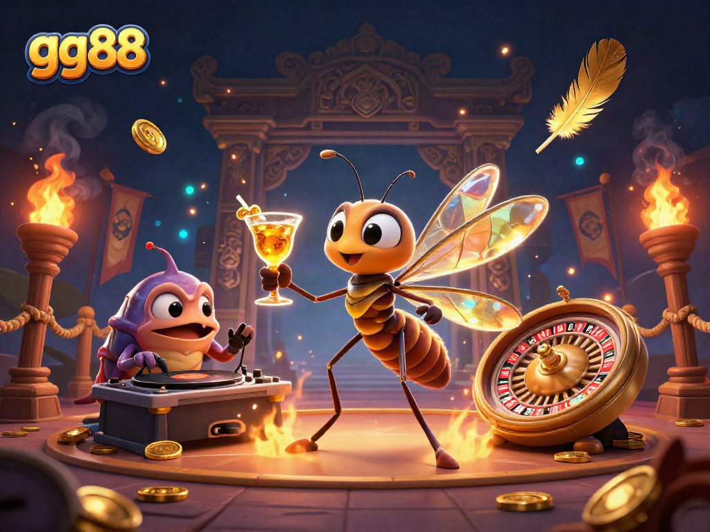Engage with gg88's vibrant casino scene featuring animated characters and dynamic gaming elements.