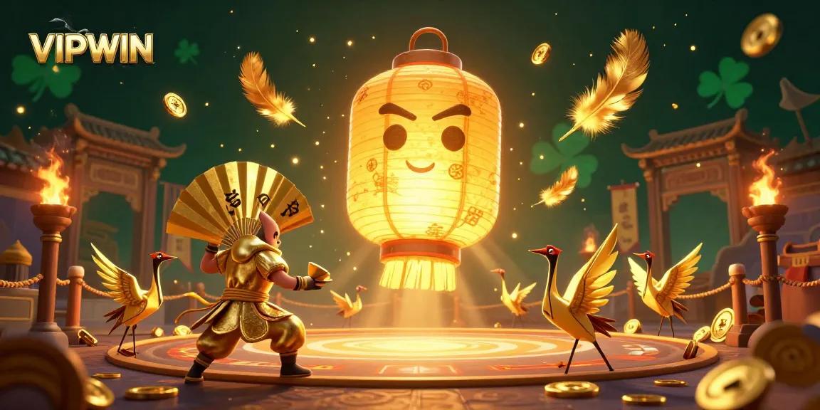 Engage in thrilling gameplay at VIPWIN while surrounded by golden lanterns and dynamic casino elements.