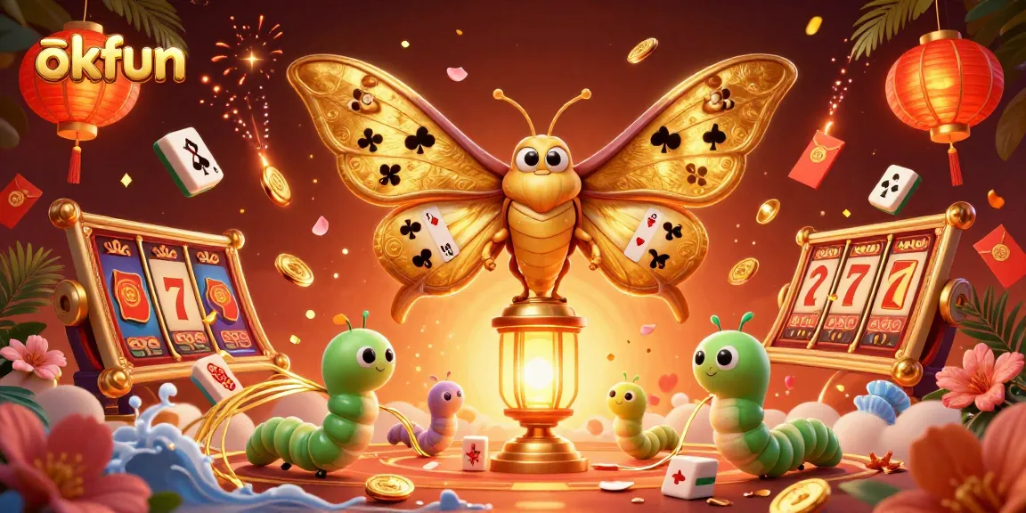 Spin your luck at okfun with golden atlas moths and vibrant casino elements.