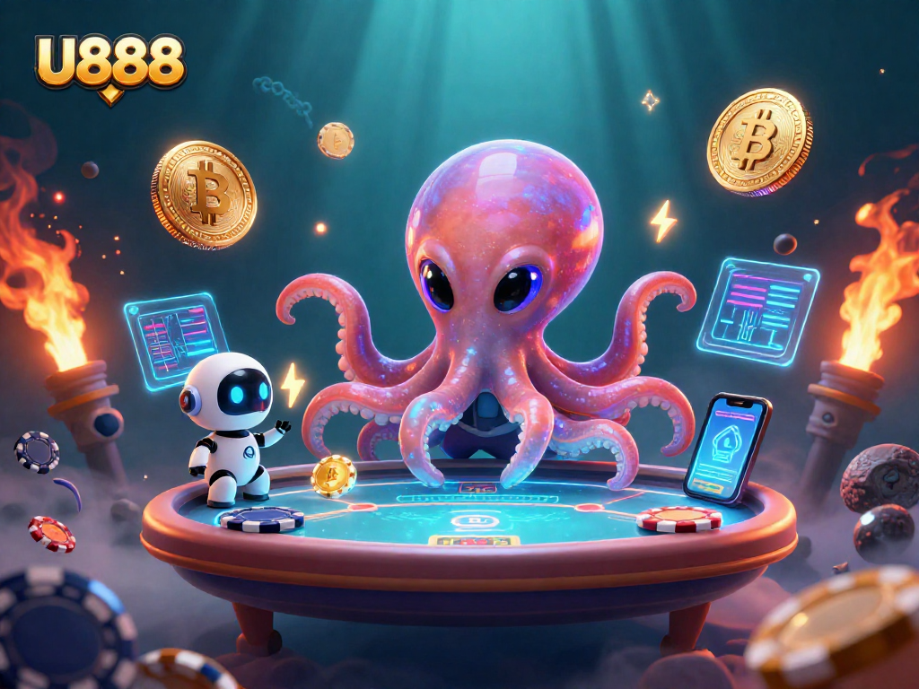 Play with U888's 3D animated octopus in a thrilling poker tableau