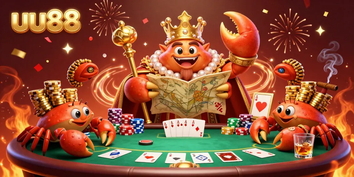 Experience thrilling gameplay at uu88 with golden crab emperor ruling over vibrant casino elements.