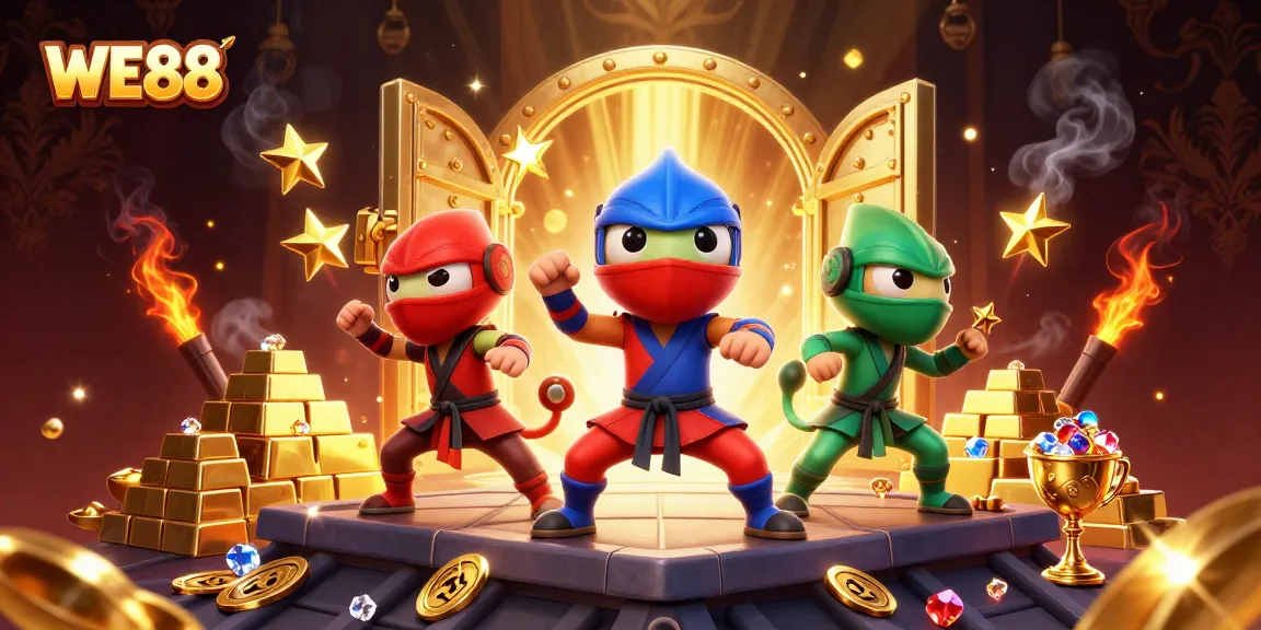 WE88 chameleon team showcases thrilling synchronized moves amid a burst of casino treasures.