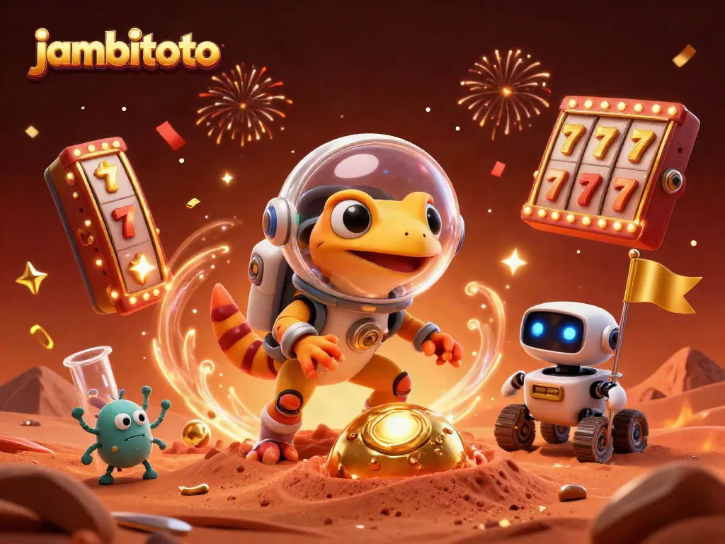 Engage with jambitoto's thrilling casino adventure featuring vibrant animated characters, lively game elements, and dynamic celebrations.