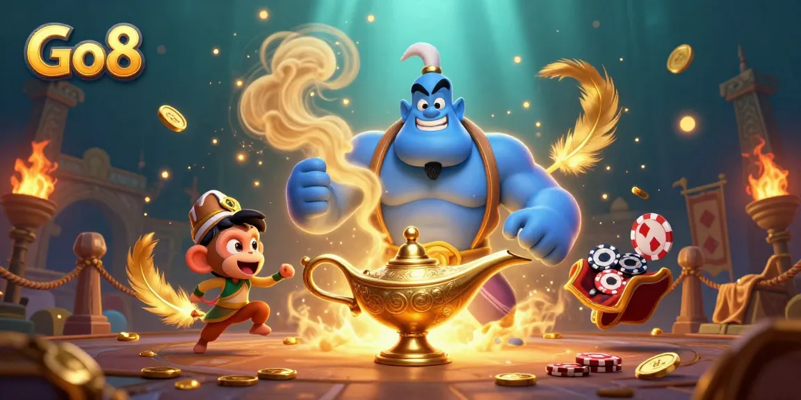 Engage with Go8's thrilling casino atmosphere featuring dynamic characters and vibrant gaming elements.