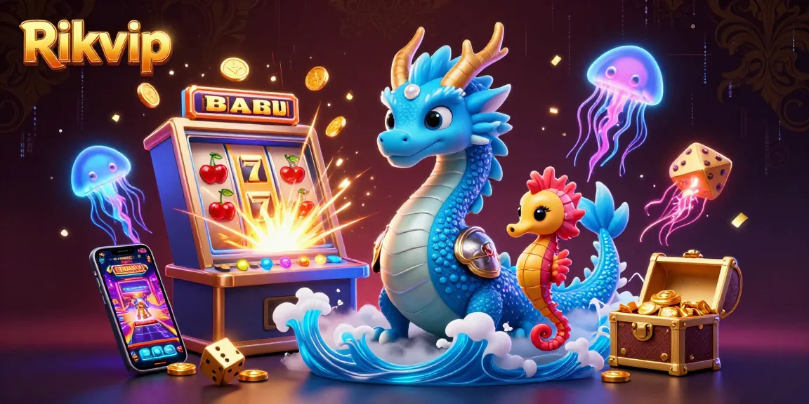 Experience exhilarating games at Rikvip's vibrant casino, featuring immersive slot machines, golden treasures, and dynamic characters.