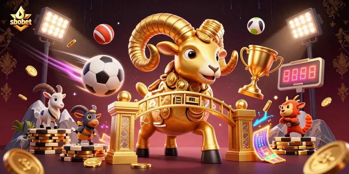 Savour sbobet sports betting excitement with a dynamic scene featuring a golden ram amidst thrilling action