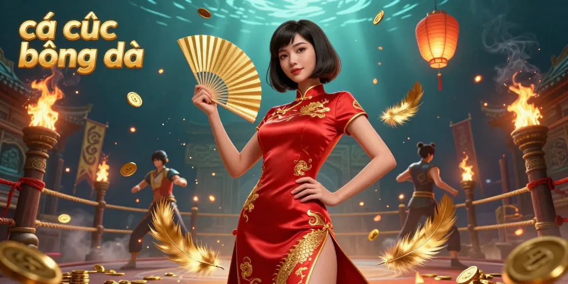 Cá cược bóng đá lively scene with Asian lady in qipao and betting elements.