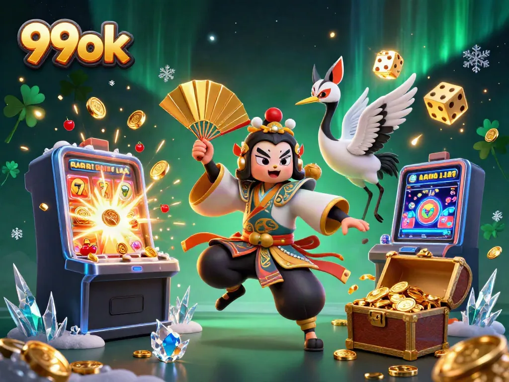 Engage with 99ok through this vibrant casino scene featuring dynamic characters and elements.