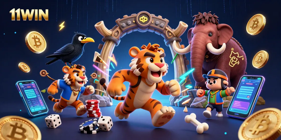 Engage in the vibrant world of 11WIN with a prehistoric casino, featuring unique game elements.