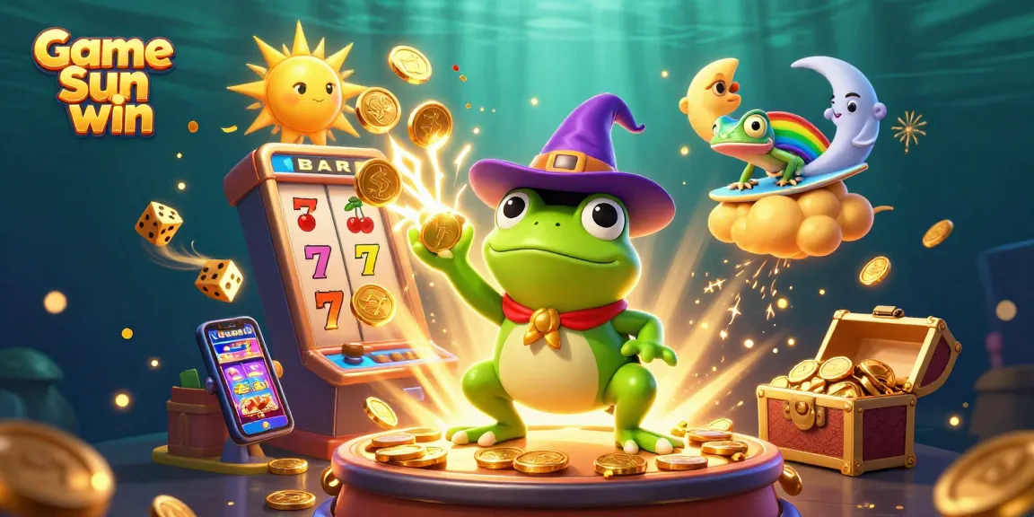 Immerse yourself in the thrill of Game Sun win with a vibrant casino scene featuring playful characters and dazzling elements.