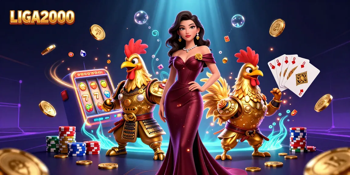 LIGA2000 menawarkan pengalaman slot yang mendebarkan dengan atmosfer glamor yang menampilkan seorang wanita glamor dan seorang pejuang ayam jantan emas.
