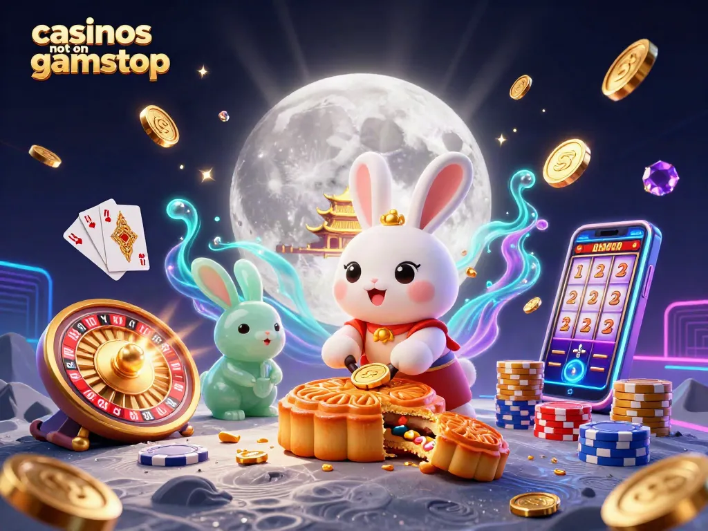 Experience the excitement of casinos not on gamstop with vibrant 3D illustration showcasing gambling elements.
