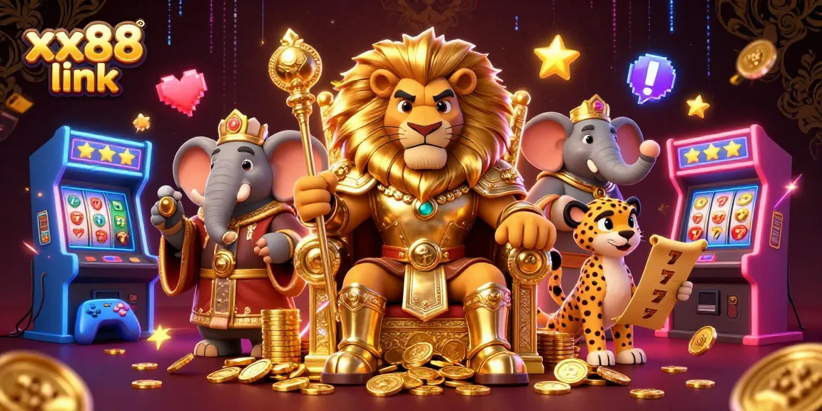 Engage with the thrilling xx88 link experience featuring dynamic lion king characters in a vibrant casino scene.