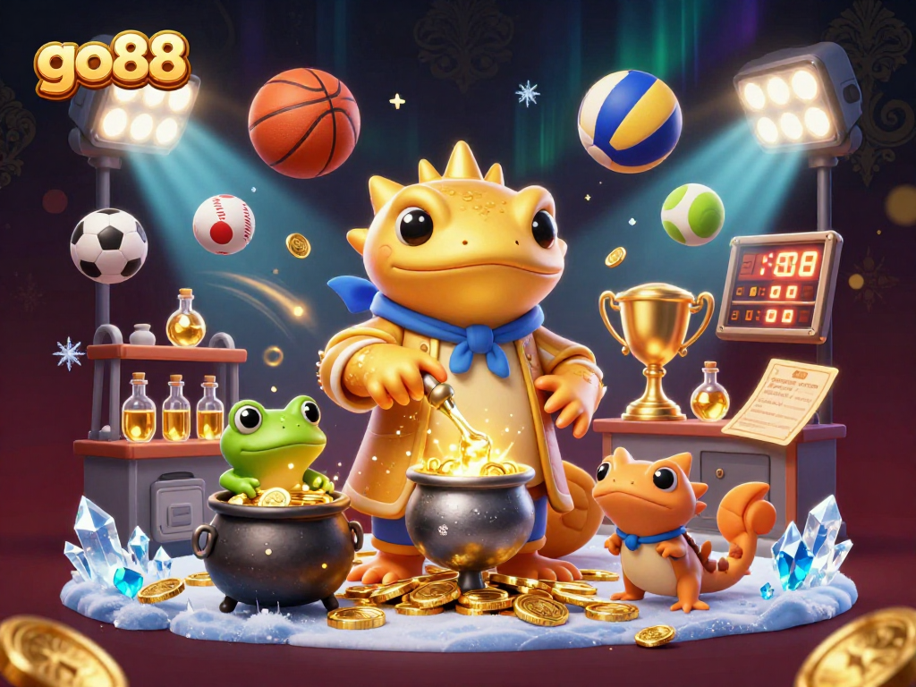 Engage with go88 and enjoy the thrill of winning as the alchemist transforms gold in this vibrant casino scene.
