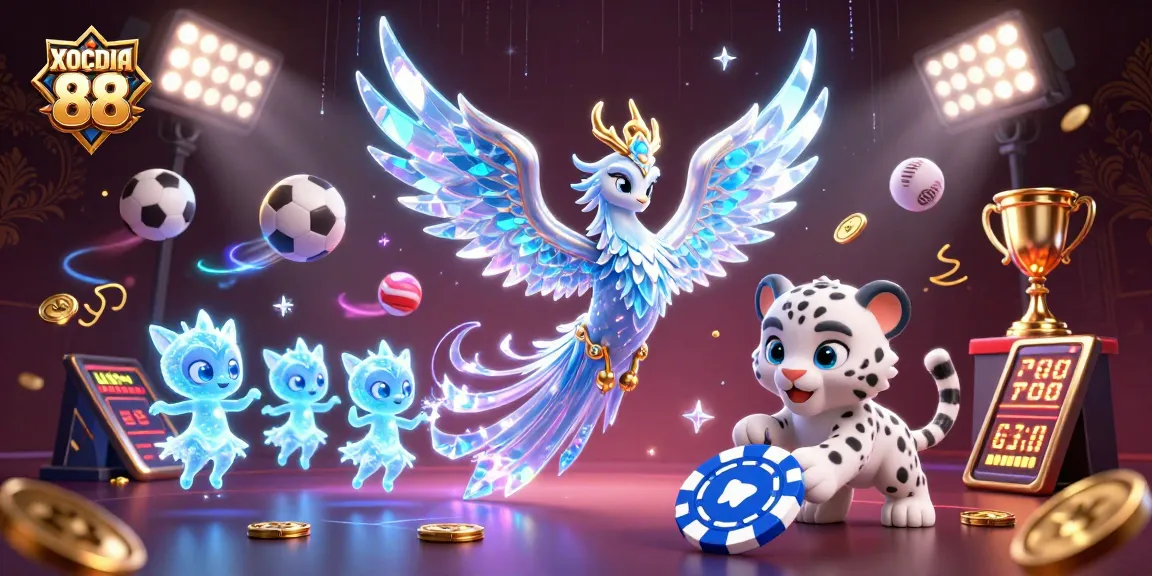 Immerse in XOCDIA 88's thrilling world with playful ice characters and dynamic gaming elements.