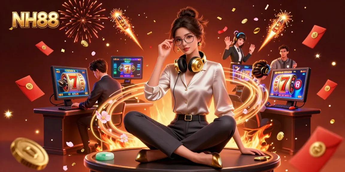 Experience winning at NH88 with a stylish gamer in a dynamic casino setup.