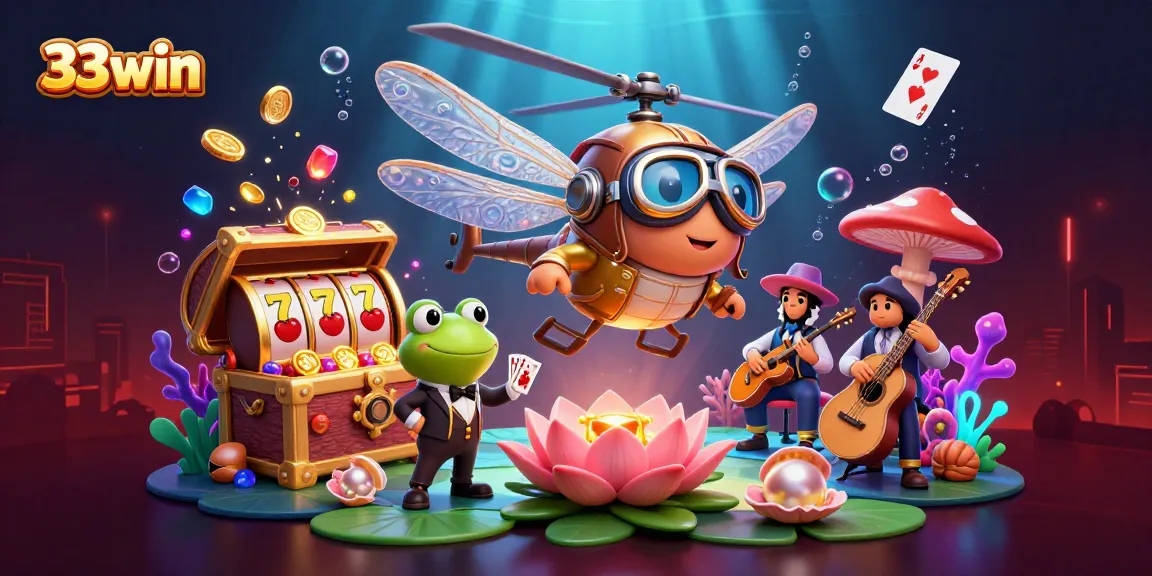 Engage in gaming excitement at 33win with vibrant 3D elements in a casino under the sea.