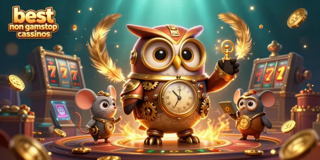 Experience the excitement with the best non gamstop casinos in a vibrant casino-themed scene.