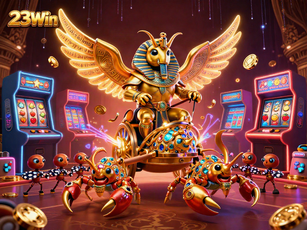 Experience thrilling casino action with 23Win, featuring vibrant gaming elements and dynamic characters.
