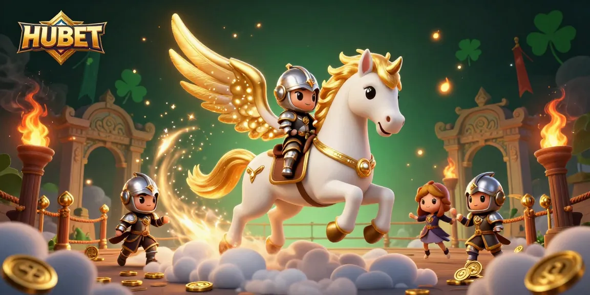 Engage in thrilling gameplay at HUBET, where the celestial horse and knight symbolize epic wins in online betting.