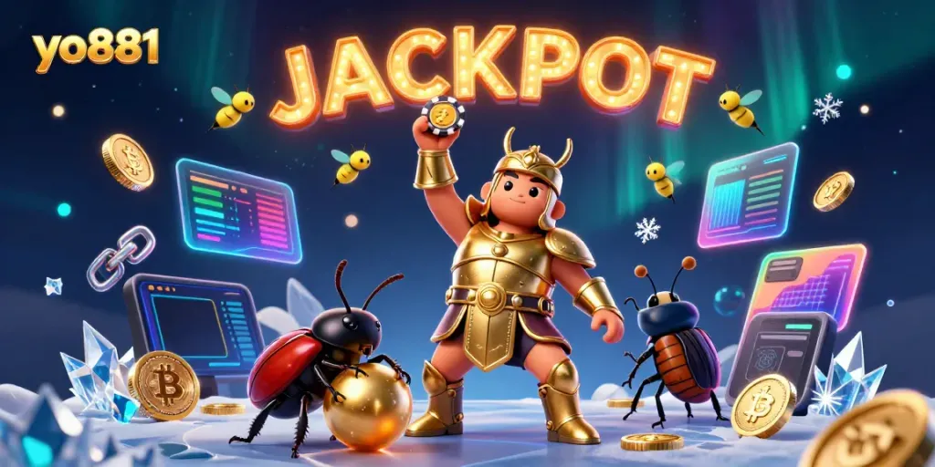 Win big with yo881 while celebrating a jackpot victory in a dynamic casino scene.