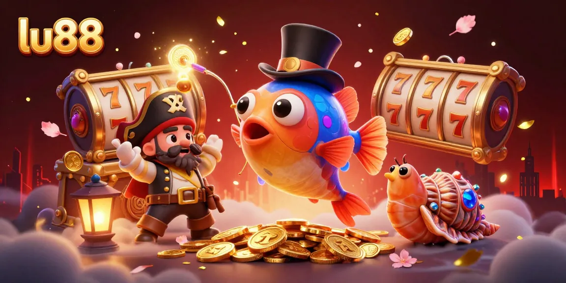 Experience the excitement at lu88 featuring a glowing anglerfish luring coins in a vibrant casino setting.