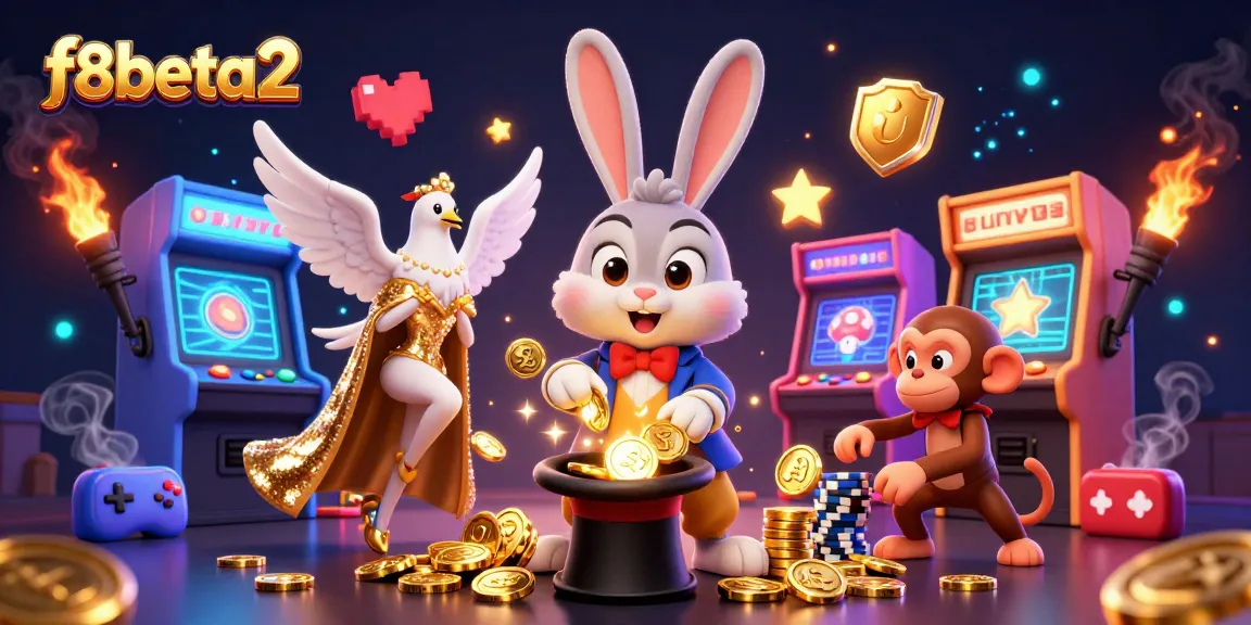 Experience thrilling wins with f8beta2 as a 3D magician rabbit pulls coins and poker chips.