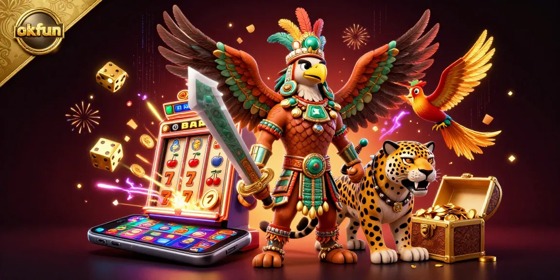 Experience exciting jackpots and gaming thrills with okfun’s vibrant casino world illustrated in 3D.