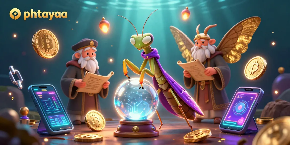 Experience thrilling gaming with phtayaa's mystical fortune teller scene and crypto elements.