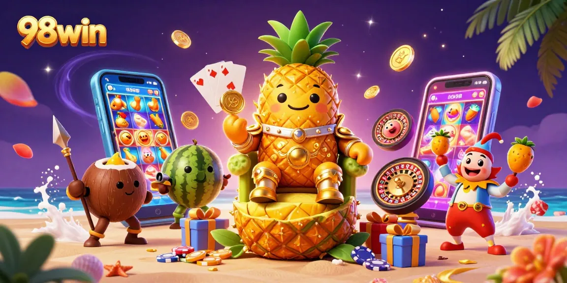 Engage in thrilling gameplay at 98win with vibrant characters and 3D casino elements.