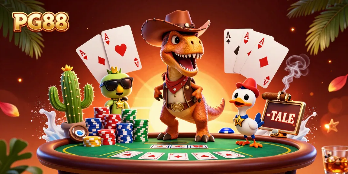 Experience thrilling gameplay at PG88 with an exciting poker scene featuring unique characters.