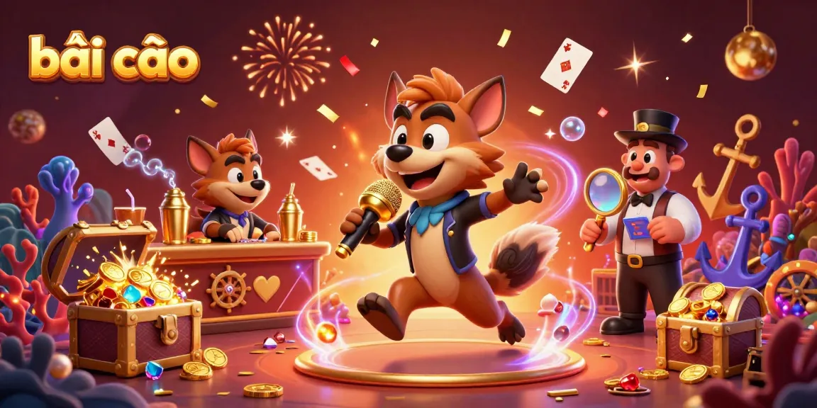 Engage in bài cào with a lively scene of hyenas entertaining at a comedy casino club amidst gold coins and festive energy.