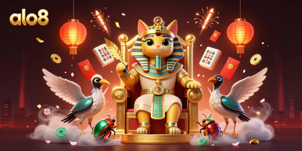 Engage with alo8's vibrant casino atmosphere featuring 3D characters, games, and dramatic lighting.