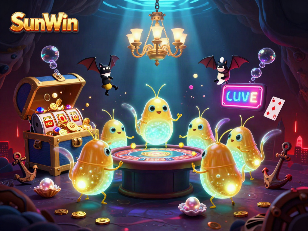 Experience immersive gameplay at SunWin's vibrant cave casino, illuminated by enchanting glowworms.