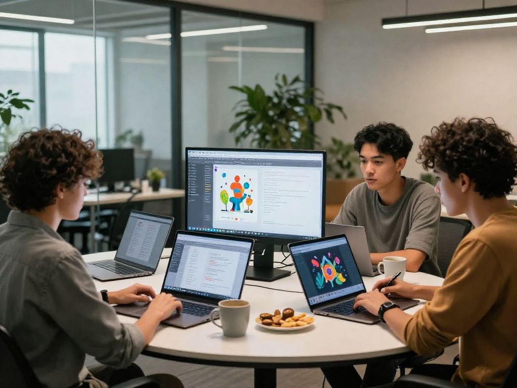 Team collaborating on nsfw ai moderation tools in modern office.