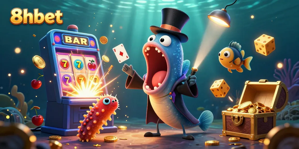 Experience the excitement of 8xbet with a stunning 3D illustration featuring a vibrant underwater casino scene.
