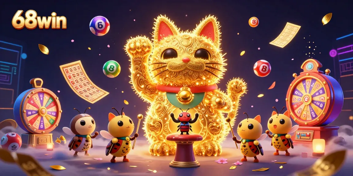 Engage with thrilling games at 68win, where golden fireflies illuminate winning opportunities amidst colorful lottery excitement.
