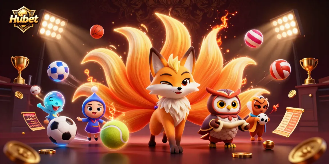 Engage in thrilling betting action at Hubet with dynamic sports elements and vibrant characters.