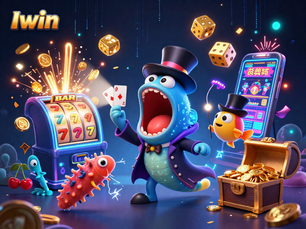 Iwin showcases an enchanting slot scene with a magician style deep-sea character performing thrilling card tricks.